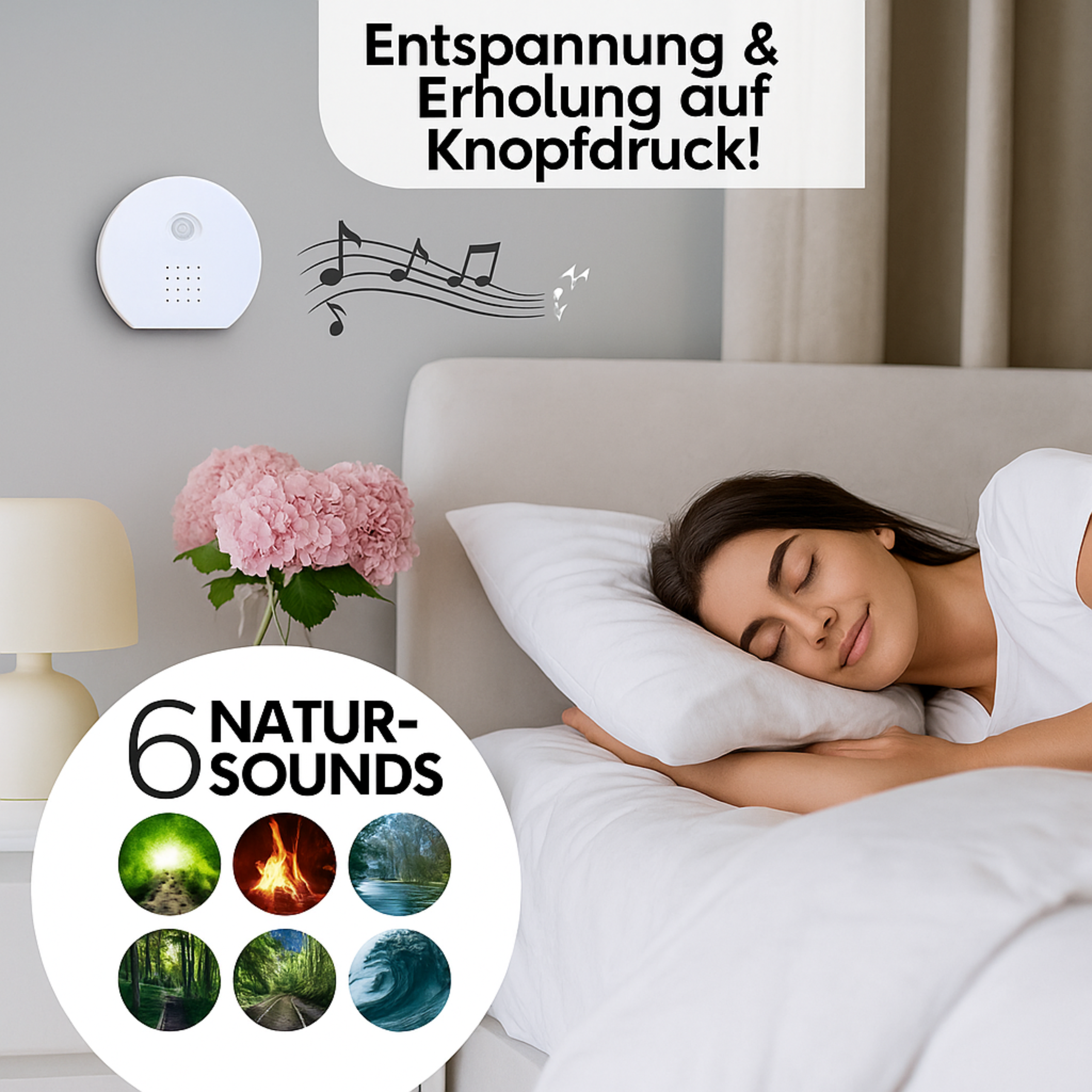 Nature sounds sound box with motion sensor – 6 soothing sounds, timer & volume control, bird chirping box