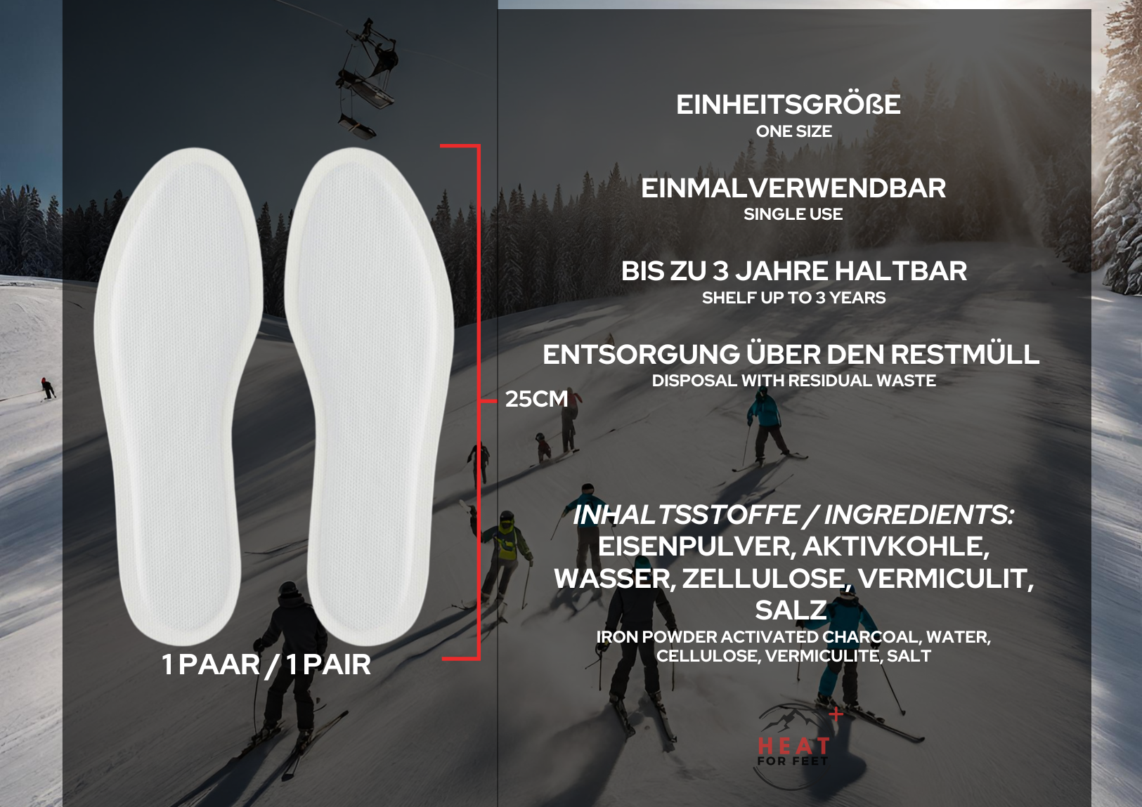 Heat for Feet, 10 pairs of heated insoles, up to 12 hours of warmth, one size fits all (36-46), thin & flexible, insole warmers, instant warming insoles, shoe warmers