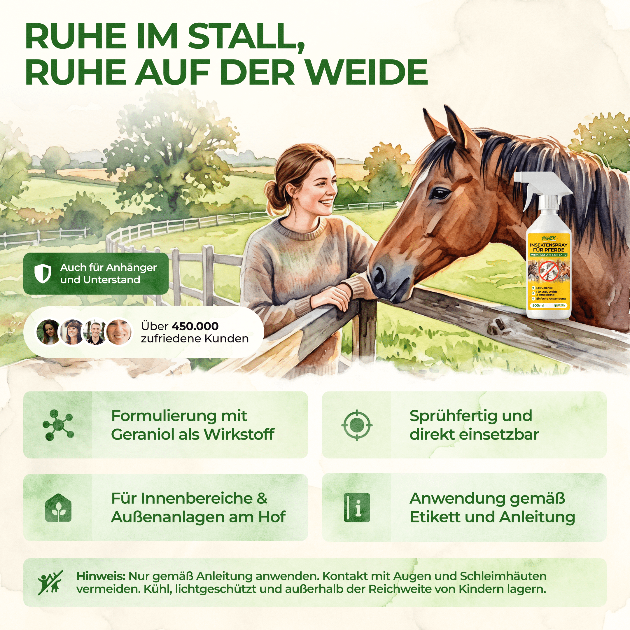 Bremsen/Fliegen Abwehrspray Power-Konzentrat für Pferde - 500ml - Green Guardia - Ihr Experte für Schädlinge und Pflanzen