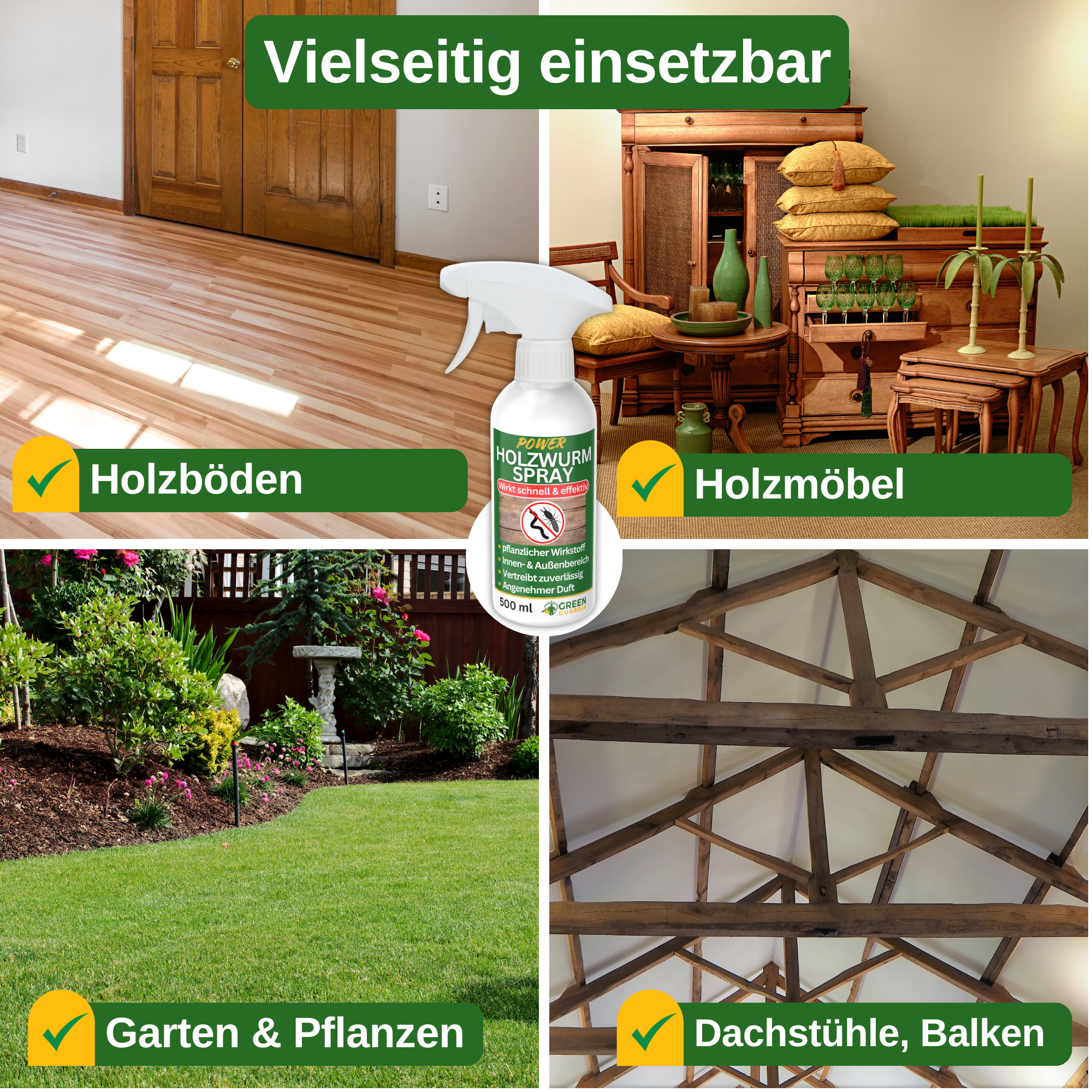 Holzwurm Abwehrspray Power - Konzentrat - Green Guardia - Ihr Experte für Schädlinge und Pflanzen