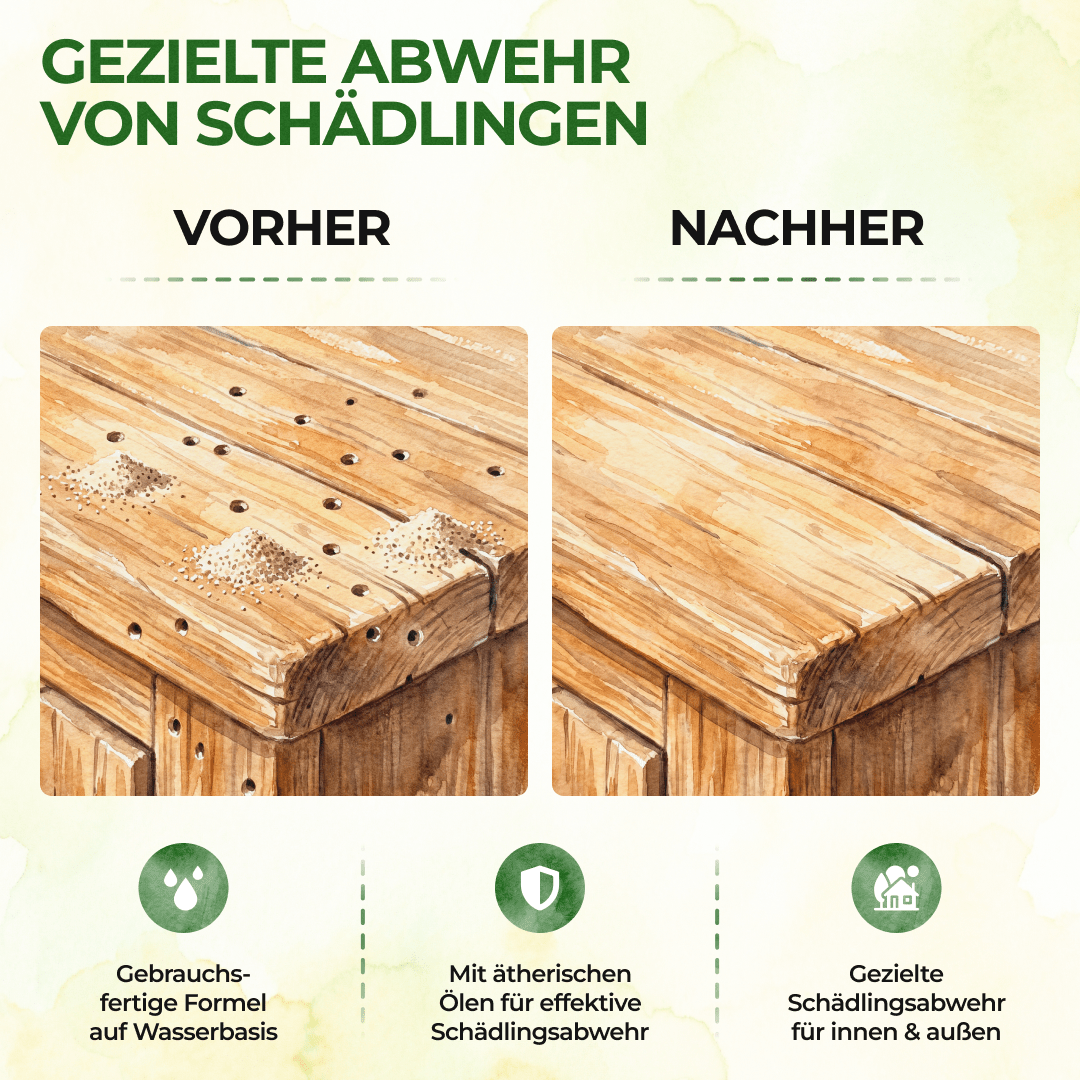 Holzwurm Abwehrspray Power-Konzentrat - 500ml - Green Guardia - Ihr Experte für Schädlinge und Pflanzen