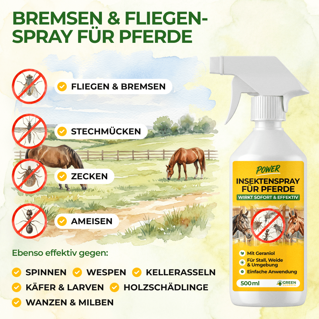 Insekten Abwehrspray Power-Konzentrat für Pferde - 500ml - Green Guardia - Ihr Experte für Schädlinge und Pflanzen