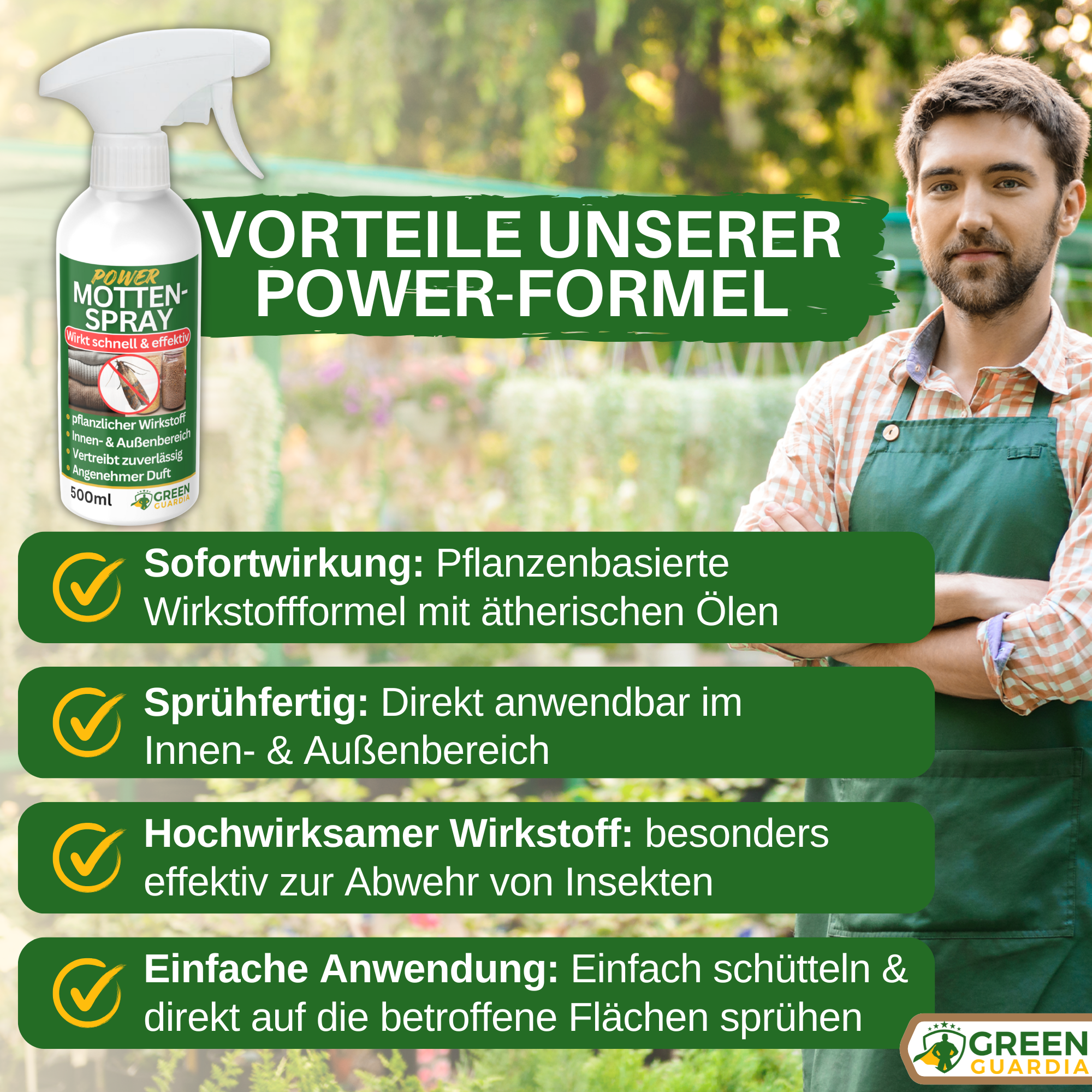 Motten - Abwehrspray Power - Konzentrat - Green Guardia - Ihr Experte für Schädlinge und Pflanzen