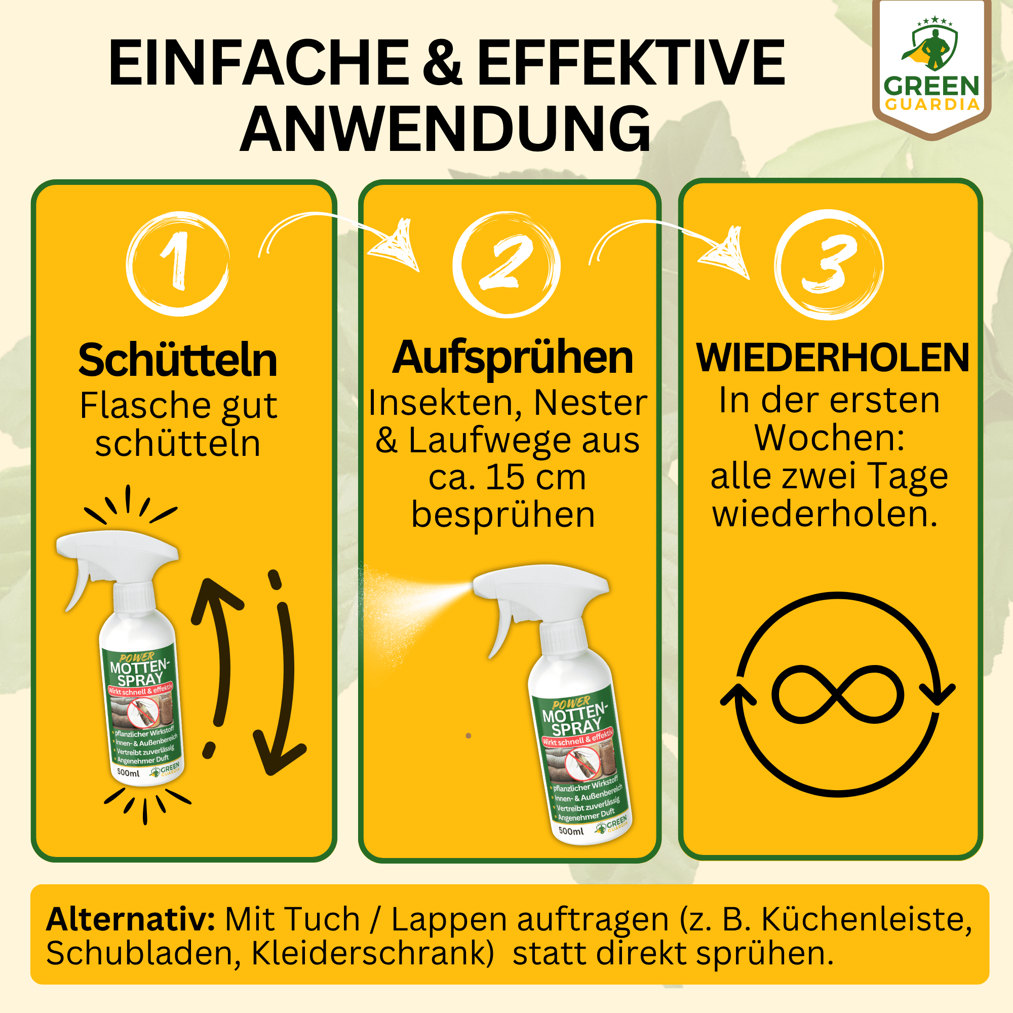 Motten - Abwehrspray Power - Konzentrat - Green Guardia - Ihr Experte für Schädlinge und Pflanzen