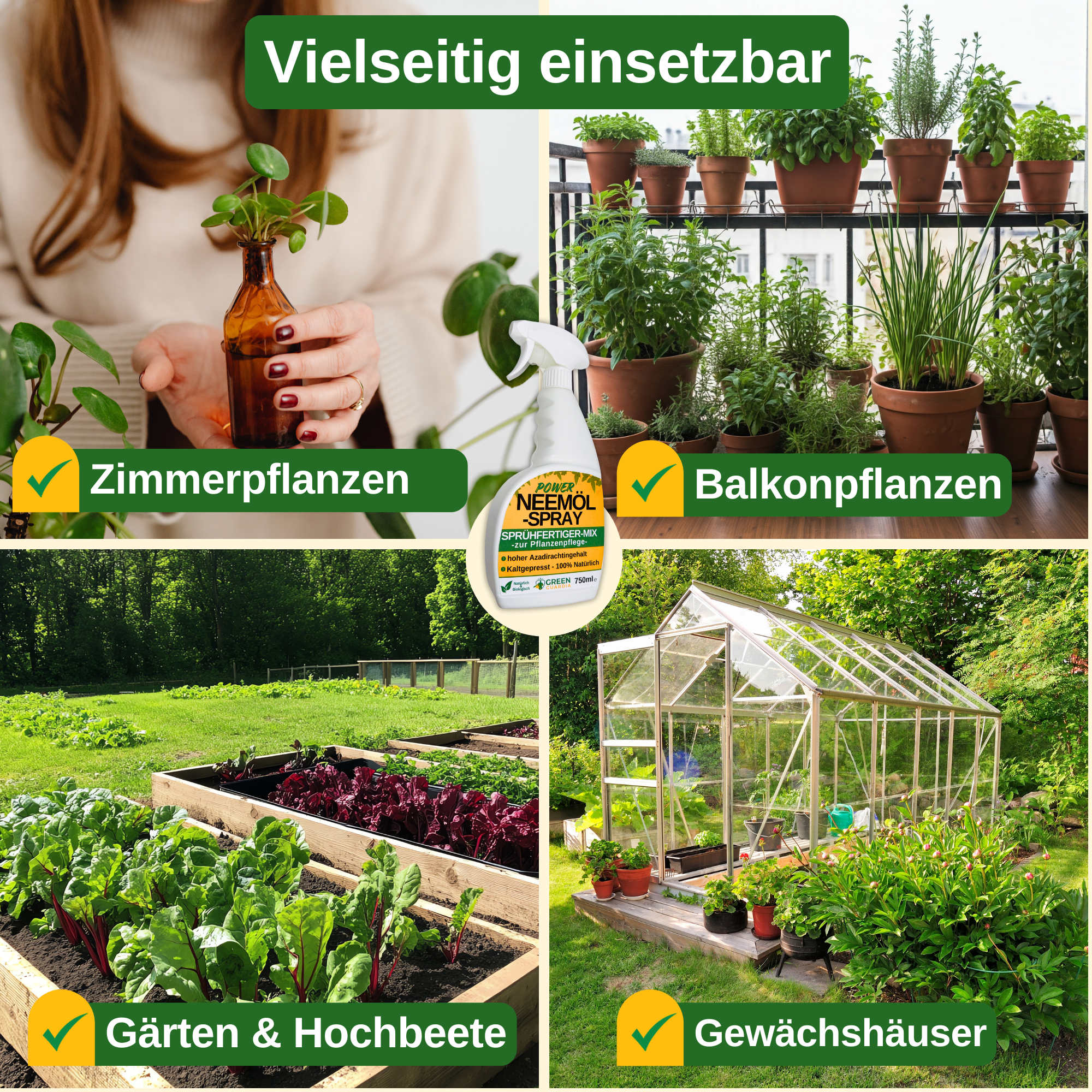 Neemöl Spray 750ml, - Sprühfertig - mit Emulgator zur Pflanzenpflege und Schutz - Green Guardia - Ihr Experte für Schädlinge und Pflanzen