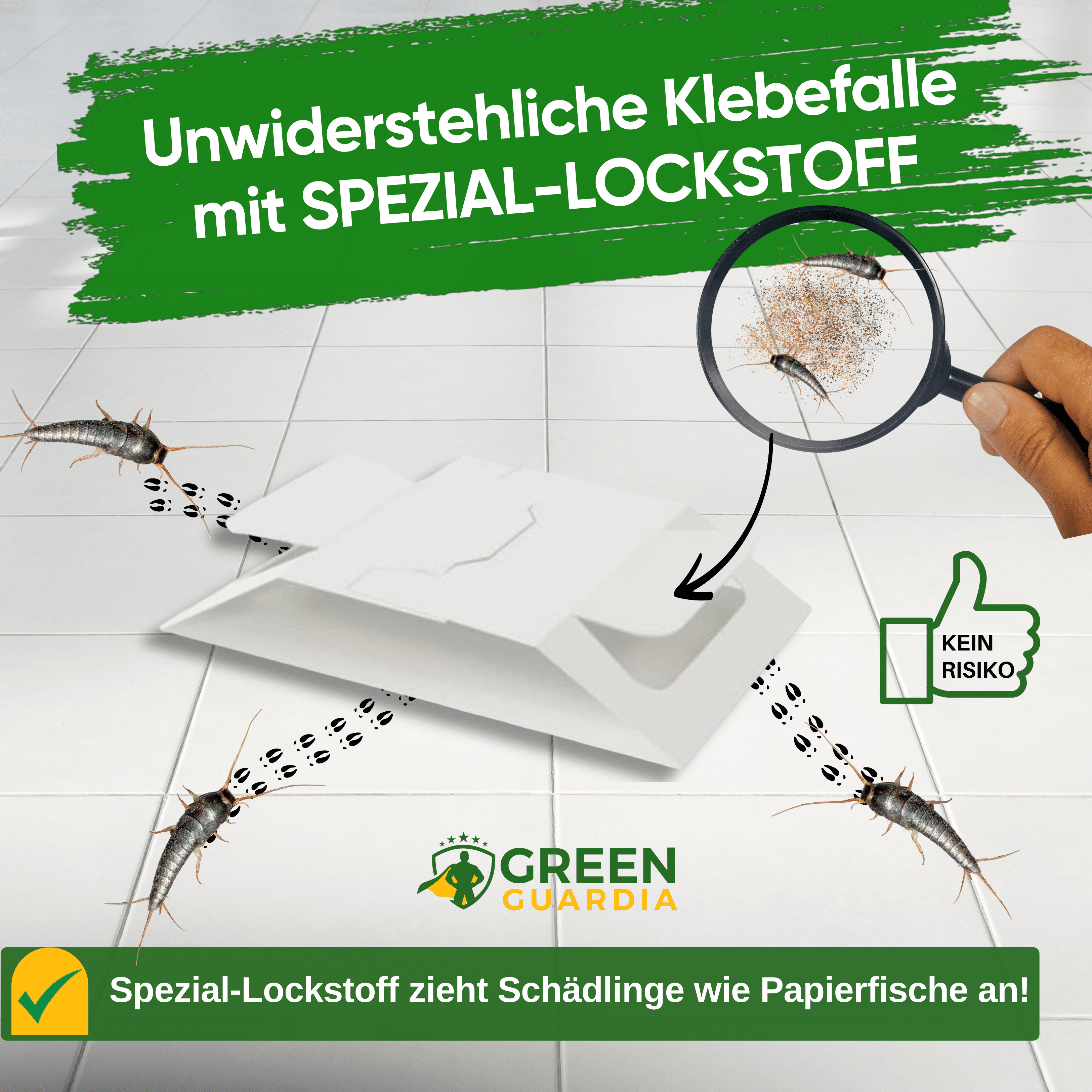 Papierfisch Falle mit Spezial - Lockstoff - Green Guardia - Ihr Experte für Schädlinge und Pflanzen