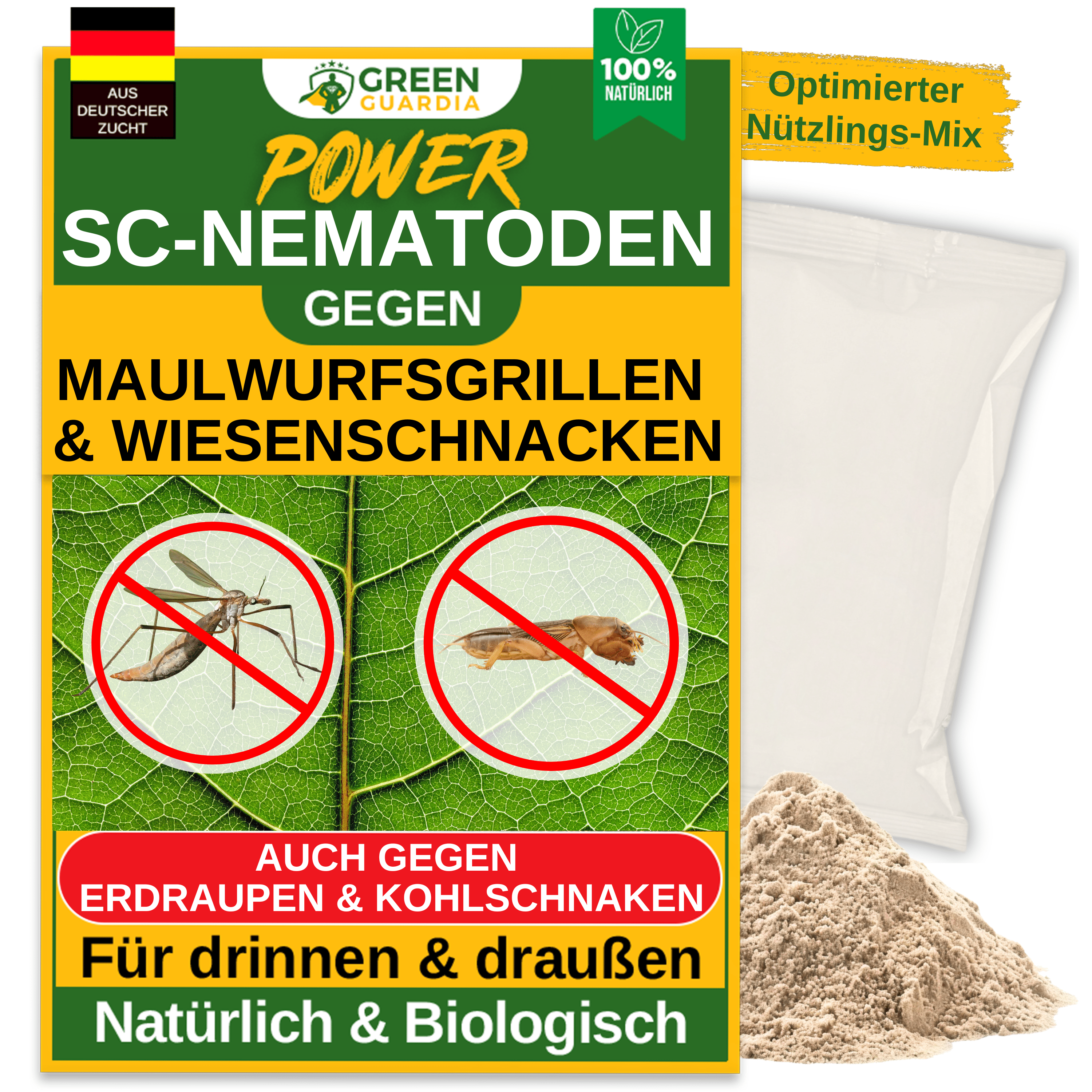 SC - Nematoden gegen gegen Maulwurfsgrillen, Wiesenschnaken und Erdraupen - Green Guardia - Ihr Experte für Schädlinge und Pflanzen