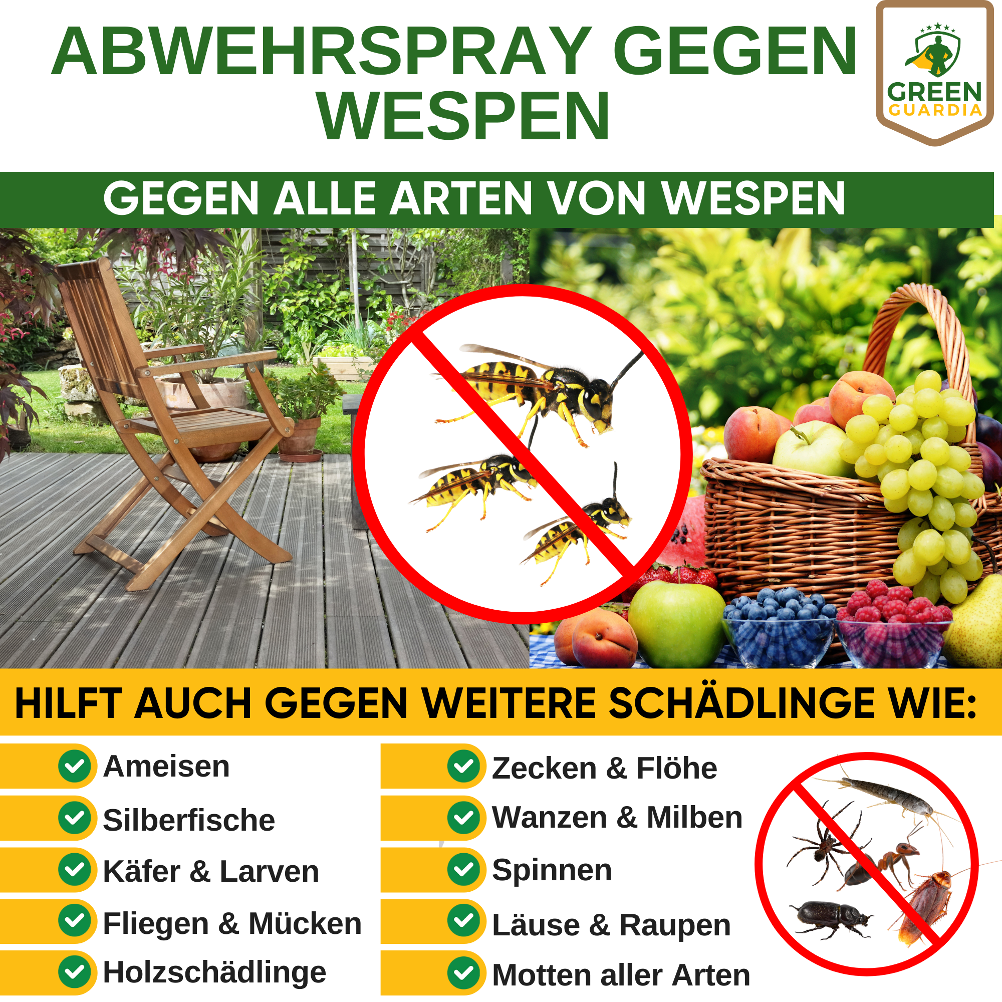 Wespen - Abwehrspray Power - Konzentrat - Green Guardia - Ihr Experte für Schädlinge und Pflanzen