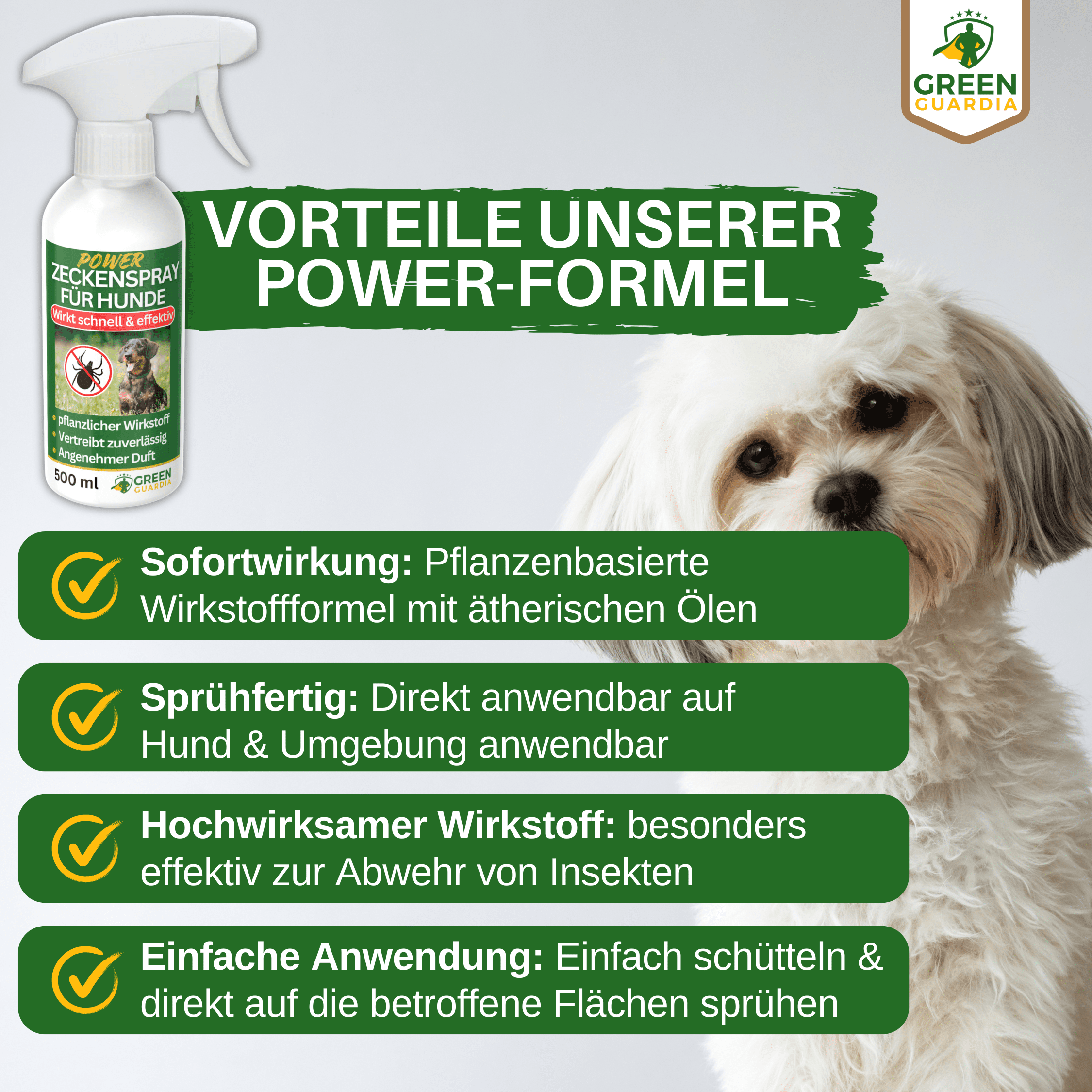 Zecken Abwehrspray Power - Konzentrat für Hunde - Green Guardia - Ihr Experte für Schädlinge und Pflanzen